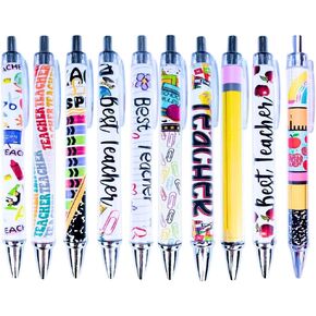 YJ PREMIUMS 8PC Teacher Pen | Fun Cute Funny Cool Best Pens for Teacher Set Pack Teach Love Inspire Writing School Sayings Preschool Appreciation Gifts Supplies Gift Supply in Bulk