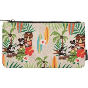 Loungefly Disney Mickey & Minnie Mouse Hawaiian Surf Zippered Nylon Pouch