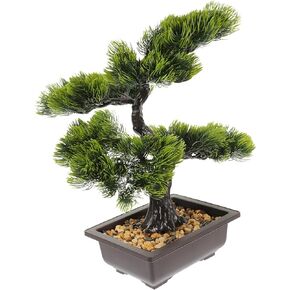 Space Saving Faux Bonsai Pine Tree Decorative Plant Ornament, 418g