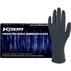 Adenna KODA Nitrile Exam, Sensitive Skin, Powder Free Disposable Gloves, 5.5 Mil, Box of 100, Black Medium, GL-NCF235BKFM