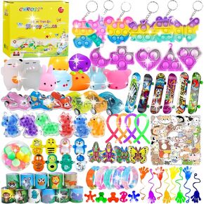 145 Pcs Party Favors for Kids, Pop Fidget Toys Pack, Goodie Bags Fillers for Kids Birthday Party, Prizes in Bulk for School, Pinata Stuffers, Classroom Prizes, Treasure Box Toys, Birthday Gift Toys