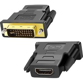 DVI to HDMI Adapter, 2 Pack Bi-Directional HDMI to DVI Converter 1080P DVI-D (24+1) Male to HDMI Female Connector for Monitor, HDTV, TV Box, Projector, Blu-ray