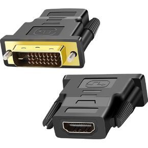 DVI to HDMI Adapter, 2 Pack Bi-Directional HDMI to DVI Converter 1080P DVI-D (24+1) Male to HDMI Female Connector for Monitor, HDTV, TV Box, Projector, Blu-ray