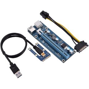 Mini PCI E to PCI Express16x Extender Riser Adapter, SATA Power Cord Converter for Video Card Mining Adopt 4 Solid-State Capacitors, 6pin Interface on The Graphics Card etc.