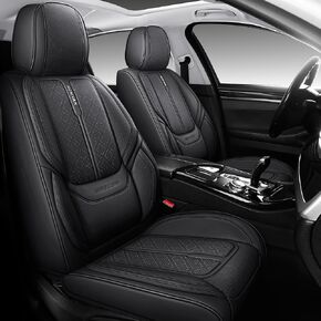 Full Coverage Leather Car Seat Covers Front Pair Universal Fit for Most Cars Sedans Trucks SUVs with Waterproof Leatherette in Automotive Seat Cover Accessories (Beige, Front Pair(2 pcs))