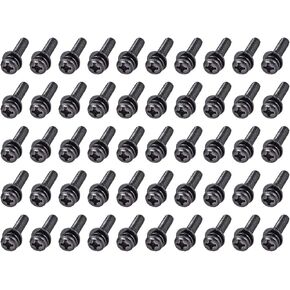 uxcell M4 x 6mm Carbon Steel Phillips Pan Head Machine Screws Bolts Combine with Spring Washer and Plain Washers 50pcs