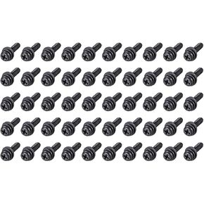 uxcell M4 x 6mm Carbon Steel Phillips Pan Head Machine Screws Bolts Combine with Spring Washer and Plain Washers 50pcs