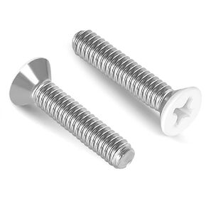 1/4-20 x 2 Flat Countersunk Head Machine Screws, Full Thread, 304 Stainless Steel 18-8, White Head, 25 PCS