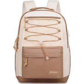 School Backpack for Teens Girls, Aesthetic College Backpack Large Bookbag for Women Students Fashion 15.6 Inch Laptop Bag for Work Travel (Khaki Beige)
