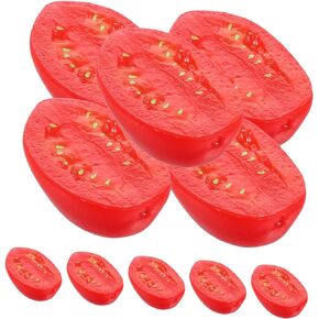 Toyvian 10pcs Fruit Ornament Models Decor Fake Cherry Tomato Simulation Food Model Artificial Lifelike Cherry Tomato Artificial Half Cherry Tomato Vegetable PVC Fake Dish