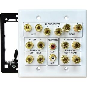 Speaker Wall Plate, 7.2 Home Theater Wall Plate, 2 RCA Wall Plate, Gold Plated Binding Posts, Speaker Wall Plates, for Home Theater Wall Speaker Plate Setup