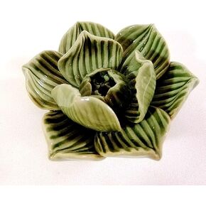 2.5 inches Diameter Thai Handcraft Small Ceramic Incense Stick Holder Lotus Flower Pattern Green Color for Meditation spa Yoga Indoor Outdoor Vintage Gift Souvenir from Thailand