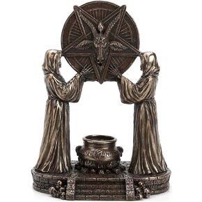 Veronese Design 7 1/4" Sigil of Baphomet Occult Altar Backflow Incense Burner Resin Sculpture Bronze Finish