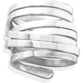 Chunky Silver Rings for Women Multilayer Wirecross Wide Band Ring Silver Statement Ring Minimalism Band Ring Jewelry Birthday Gifts for Teen Girls