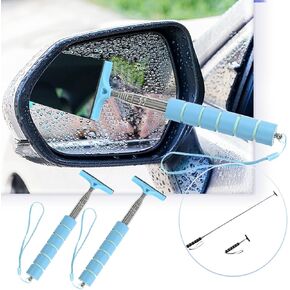 Car Mirror Squeegee, Retractable Car Rearview Mirror Wiper, Side Mirror Squeegee, Portable Car Cleaning Tool for Rainy Foggy Weather,Universal Car Accessories (Black, 1PCS)