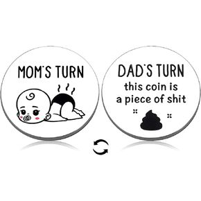 First Father Day Gifts for New Dad, New Parents Gifts for Couples, Pregnancy Gifts for Expecting Mom, New Dad New Mom Gifts, Gender Reveal Gifts for Parents to Be Baby Shower Gifts Funny Decision Coin