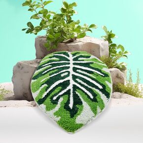 Bathroom Rugs 17" x 24" Extra Soft Green Small Bath Mat Non Slip Machine Washable 3D Tufted Cute Leaf Rug Durable and Super Absorbent
