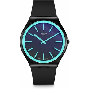 Swatch Casual Watch Black Quartz Stainless Steel Obsidian Shimmer