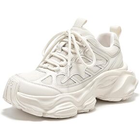 BEAU TODAY Womens Chunky Sneakers,Fashion Sneakers for Women,Lace-up Air Mesh Chunky Walking Tennis Shoes Treny Dad Sneakers