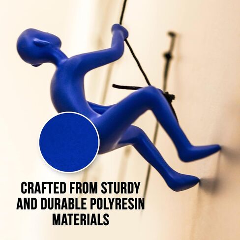 Climbing Man Wall Art for Home Decor with 30" Leather Rope | Polyresin Statues and Sculptures with Hanging Hardware Included for Modern Wall Decor and Motivational Art, Black in Saudi Arabia