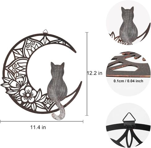MOCLOGOS Cat And Moon Wall Decor Metal Cat On The Moon Wall Art Hanging Moon Phase Wall Pediments Cats Silhouette Sculpture for Living Room Home Decor Gift for Cats Lover in Saudi Arabia