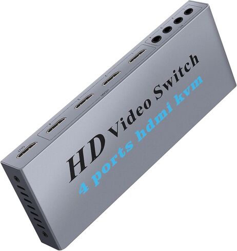 محول HDMI KVM، LiNKFOR KVM Switch HDMI 4 Port Box، صندوق محول 4 في 1 لـ 4 أجهزة كمبيوتر مشاركة ولوحة مفاتيح ماوس وجهاز USB آخر، يدعم دقة 4K@30 هرتز، لوحة مفاتيح وماوس لاسلكيين in Kuwait