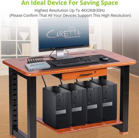 محول HDMI KVM، LiNKFOR KVM Switch HDMI 4 Port Box، صندوق محول 4 في 1 لـ 4 أجهزة كمبيوتر مشاركة ولوحة مفاتيح ماوس وجهاز USB آخر، يدعم دقة 4K@30 هرتز، لوحة مفاتيح وماوس لاسلكيين in Kuwait