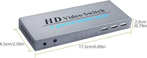 محول HDMI KVM، LiNKFOR KVM Switch HDMI 4 Port Box، صندوق محول 4 في 1 لـ 4 أجهزة كمبيوتر مشاركة ولوحة مفاتيح ماوس وجهاز USB آخر، يدعم دقة 4K@30 هرتز، لوحة مفاتيح وماوس لاسلكيين in Kuwait