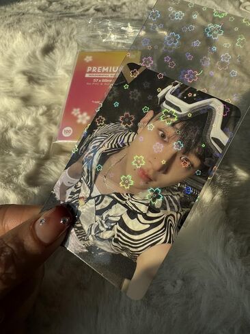 Sakura Flower Holographic Kpop Photocard Sleeves Card Protector PVC Free and Acid Free Shield Cover 100 Sleeves per Pack (57x88mm) in Saudi Arabia