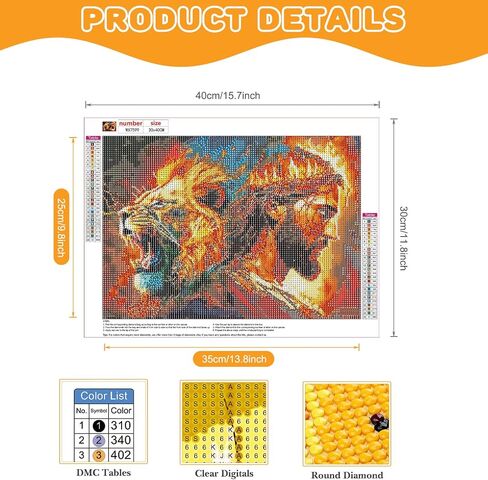COMBYEO Lion Diamond Painting Kits for Adults, 5D DIY Jesus Diamond Art Kits, Full Round Drill Crystal Arts and Crafts, Flame Gem Art Painting Kit for Home Wall Decor(12x16inch) in Saudi Arabia