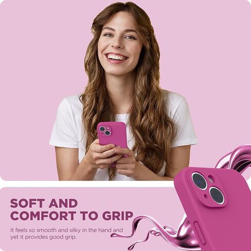 حافظة SURPHY متوافقة مع iPhone 14 مع واقي شاشة (حماية الكاميرا + بطانة ناعمة من الألياف الدقيقة) حافظة هاتف من السيليكون السائل مقاس 6.1 بوصة 2022، أرجواني أرجواني in Kuwait