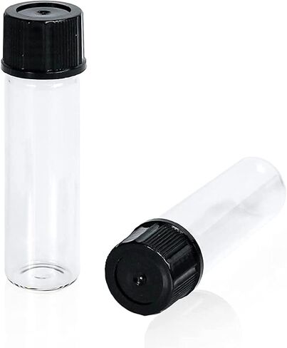 144PCS 1 Dram (4ml) Clear Borosilicate Glass Liquid Empty Sample Vials, 15 mm Diameter x 45 mm Length, 13-425 Black Screw Caps with Natural PTFE/White Silicone Liner in Saudi Arabia