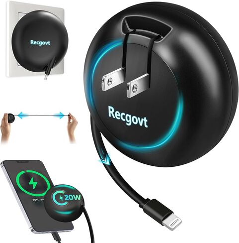Recgovt Portable Wall Charger with Wall Plug, Fast Charger, Retractable Phone Charger, Retractable Cable & 3000mAh Battery (60% Coverage) Only for Type C Charging Port Series. in Saudi Arabia