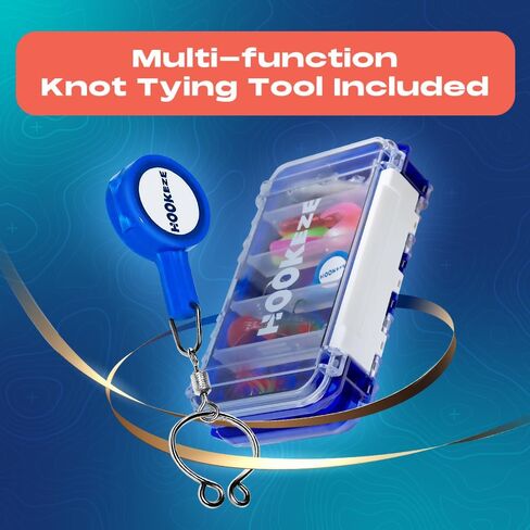 مجموعة ملحقات الصيد HOOK-EZE، صندوق معالجة مزدوج الجانب مقاوم للماء مع أدوات متضمنة، أداة ربط عقدة الصيد، طُعم، خطافات، حلقات دوارة، غسالات وزن، معدات ومعدات صيد سمك السلمون المرقط in Kuwait