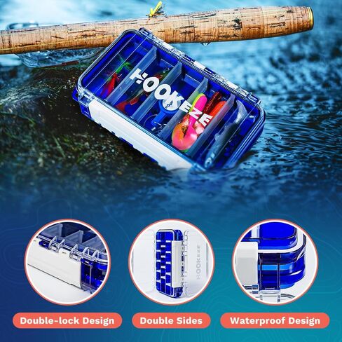 مجموعة ملحقات الصيد HOOK-EZE، صندوق معالجة مزدوج الجانب مقاوم للماء مع أدوات متضمنة، أداة ربط عقدة الصيد، طُعم، خطافات، حلقات دوارة، غسالات وزن، معدات ومعدات صيد سمك السلمون المرقط in Kuwait