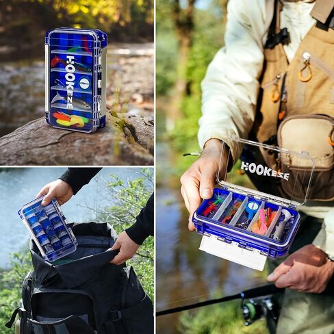 مجموعة ملحقات الصيد HOOK-EZE، صندوق معالجة مزدوج الجانب مقاوم للماء مع أدوات متضمنة، أداة ربط عقدة الصيد، طُعم، خطافات، حلقات دوارة، غسالات وزن، معدات ومعدات صيد سمك السلمون المرقط in Kuwait