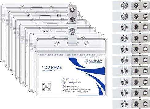 60 عبوة من حامل شارة الهوية الأفقي مع مشبك شارة معدني، حامل بطاقات الاسم مع مشبك شارة الهوية، حامل شارة اسم الهوية البلاستيكي الشفاف أفقي مع مشابك شارة in Kuwait