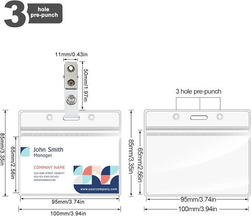 60 عبوة من حامل شارة الهوية الأفقي مع مشبك شارة معدني، حامل بطاقات الاسم مع مشبك شارة الهوية، حامل شارة اسم الهوية البلاستيكي الشفاف أفقي مع مشابك شارة in Kuwait