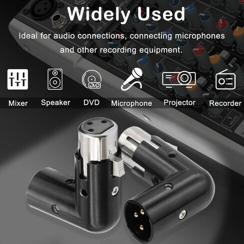 XLR Angle Adapter 3 Pin Dual Male and Female Connector 90 Degree Adjustable 4 Different Angles Right Left Plug Socket for Mixer Microphone Audio Equipment, Metal Adapter, 2 PCS in Saudi Arabia