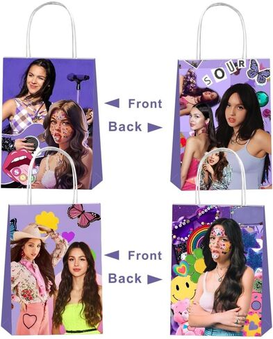 EKIH 12pcs Olivia Party Favor Gift Bags Goodie Bags with Handles for Rodrigo Birthday Party Decorations Supplies in Kuwait