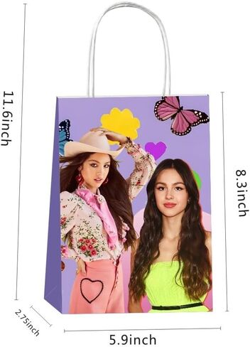 EKIH 12pcs Olivia Party Favor Gift Bags Goodie Bags with Handles for Rodrigo Birthday Party Decorations Supplies in Kuwait