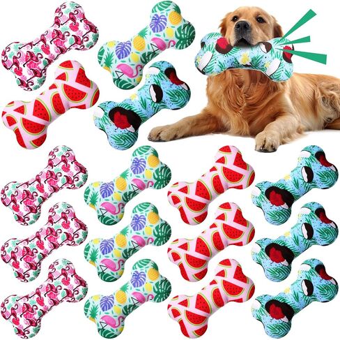 12 Pack Dog Squeaky Bone Toys Plush 4th of July Funny Dog Toy Pets Dog Birthday Toys Supplies Cute Bone Shape Stuffed Chew Toys for Puppy Small Medium Large Dogs Squeak Chew Toss Fetch Play in Saudi Arabia