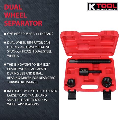 مجموعة فاصل محور العجلة المزدوجة 70385 من K Tool International للكراجات ومحلات الإصلاح والأعمال اليدوية، قطعة واحدة دافعة، 1-1/8 بوصة عمق × 11 خيط، جسم مزخرف، شاحنة ثقيلة/خفيفة، حافلة، شاحنة صغيرة، أو مقطورة in Saudi Arabia