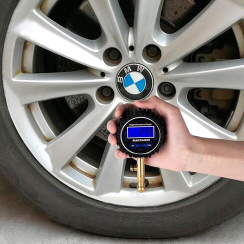 Digital Tire Pressure Gauge for Cars (0-250 PSI) - Electronic Tire Pressure Gauge Digital for Car, SUV, Truck & Motorcycle - Heavy-Duty Air Pressure Gauge, Tire Valve caps in Saudi Arabia