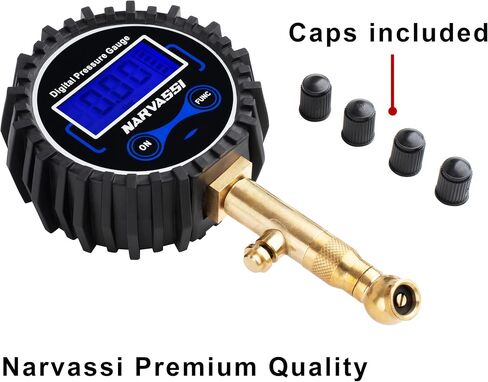 Digital Tire Pressure Gauge for Cars (0-250 PSI) - Electronic Tire Pressure Gauge Digital for Car, SUV, Truck & Motorcycle - Heavy-Duty Air Pressure Gauge, Tire Valve caps in Saudi Arabia