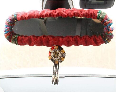 Bohemian Style Car Rear View Mirror Cover for Women - Beige in Saudi Arabia