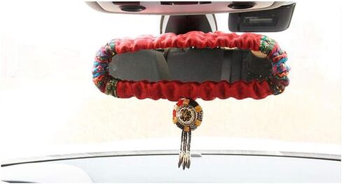 Bohemian Style Car Rear View Mirror Cover for Women - Beige in Saudi Arabia