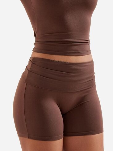 YEOREO Lounge Sets for Women 2 Piece Short Sleeve Square Neck Tops Casual Outfits Fold Over Shorts Workout Tracksuit in Saudi Arabia