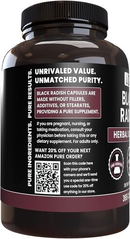 Pure Original Ingredients Black Radish (365 Capsules) No Magnesium Or Rice Fillers, Always Pure, Lab Verified in Saudi Arabia