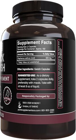 Pure Original Ingredients Black Radish (365 Capsules) No Magnesium Or Rice Fillers, Always Pure, Lab Verified in Saudi Arabia